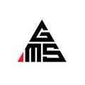 GMS triangle letter logo design with triangle shape. GMS triangle logo design monogram. GMS triangle vector logo template with red