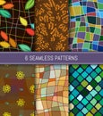 Seamless patterns set. Abstract backgrounds. Royalty Free Stock Photo