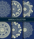 Mandala collection. Abstract decorative backgrounds. Ornamental design elements. Royalty Free Stock Photo