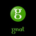 Gnat logo. Fun letter G with insects antennae. Kids team emblem.