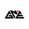 GNE triangle letter logo design with triangle shape. GNE triangle logo design monogram. GNE triangle vector logo template with red Royalty Free Stock Photo