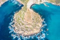 Gnejna and Ghajn Tuffieha bay on Malta island. Aerial view from the height of the coastlinescenic sliffs near the mediterranean