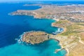 Gnejna and Ghajn Tuffieha bay on Malta island. Aerial view from the height of the coastlinescenic sliffs near the mediterranean