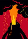 Poster with human emotion anger allegory in the form of a human volcano Royalty Free Stock Photo