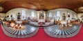 GNEZNO, BELARUS - JULY 26, 2016: Panorama interior of basilica near the organ with view of the altar. Full spherical 360 by 180