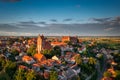 Gniew town with the Teutonic castle in the light of the setting sun. Poland