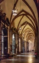 Gothic aisle of Gniezno Cathedral with symbolic sarcophagus and coffin of St. Adalbert, Sw. Wojciech, martyr in Gniezno, Poland Royalty Free Stock Photo