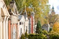 Gniezno, Poland - Tombs - historical buildings. Flowers, candles on the graves. Colorful cemetery all Saints` Day.