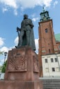 Gniezno, Wielkopolskie / Poland - May, 8, 2019: Cathedral in Gniezno. A historic church in an old city in Central Europe