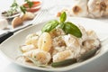 Gnocchi di patata with basilico and cheese sauce Royalty Free Stock Photo