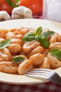 Gnocchi di patata with basilico and tomato sauce Royalty Free Stock Photo