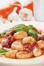 Gnocchi di patata with basilico and tomato sauce Royalty Free Stock Photo