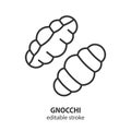 Gnocchi line icon. Italian pasta symbol. Editable stroke. Vector illustration