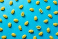 Gnocchi pasta on blue background