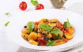 Gnocchi pasta in rustic style. Italian cuisine. Vegetarian vegetable pasta.