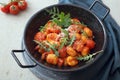 Gnocchi with tomato rocket and cheese