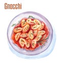Gnocchi watercolor food illustration