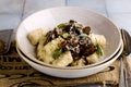 Gnocchi with wild mushrooms.style hugge Royalty Free Stock Photo