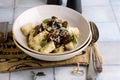 Gnocchi with wild mushrooms.style hugge Royalty Free Stock Photo