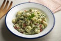 Gnocchi with yogurt sauce and asparagus. Italian potato gnocchi with traditional sauce..