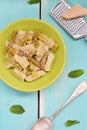 Gnocci with asparagus. Royalty Free Stock Photo