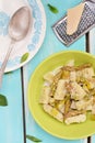 Gnocci with asparagus. Royalty Free Stock Photo