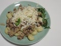 gnochi with mushroom sauce and cheese Royalty Free Stock Photo