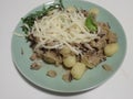 gnochi with mushroom sauce and cheese Royalty Free Stock Photo