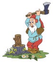 Gnome chopping wood