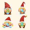 Gnome Christmas watercolor Set.illustration vector Royalty Free Stock Photo