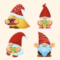 Gnome Christmas watercolor Set.illustration vector Royalty Free Stock Photo