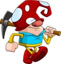 Funny Gnome Or gnome Cartoon Character Miner Walking With Pickaxe