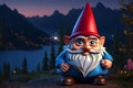 Gnome 3D character at night with isolated background. Generative AI Royalty Free Stock Photo