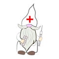 Gnome in doctor's clothes - vector illustration on a white background