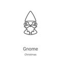 gnome icon vector from christmas collection. Thin line gnome outline icon vector illustration. Linear symbol for use on web and