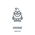 gnome icon vector from fairytale collection. Thin line gnome outline icon vector illustration