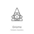 gnome icon vector from fantastic characters collection. Thin line gnome outline icon vector illustration. Outline, thin line gnome