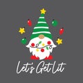 Gnome with Holiday Christmas Light Vector
