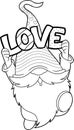 Outlined Cute Gnome Lover Cartoon Character Running With Text Love