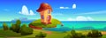 Gnome mushroom house on sea island Royalty Free Stock Photo