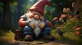 Photo of a gnome sitting in a lush forest