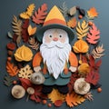 Colorful Gnome Paper Art Design With Detailed Portraiture Style