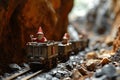 The gnomes go to the mine excavation site on a trolley. Generated by artificial intelligence