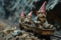 The gnomes go to the mine excavation site on a trolley. Generated by artificial intelligence