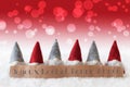 Gnomes, Red Background, Bokeh, Bonne Annee Means New Year Royalty Free Stock Photo