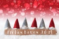 Gnomes, Red Background, Bokeh, Stars, Neues Jahr Means New Year Royalty Free Stock Photo