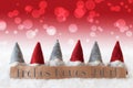 Gnomes, Red Bokeh, Frohes Neues Jahr Means Happy New Year Royalty Free Stock Photo