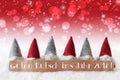 Gnomes, Red Bokeh, Stars, Guten Rutsch 2018 Means New Year Royalty Free Stock Photo