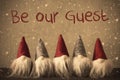 Gnomes, Snowflakes, Text Be Our Guest