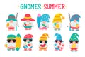 Gnomes Summer. Gnomes wear hats and sunglasses for summer trips to the beach